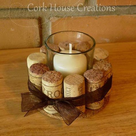 Cork Container Ideas, Wine Cork Centerpiece, Wine Cork Candle Holder, Cork Candle Holder, Bridal Shower Wine Theme, Wine Barrel Table, Wine Cork Diy Crafts, Wine Cork Diy, Wine Tasting Events