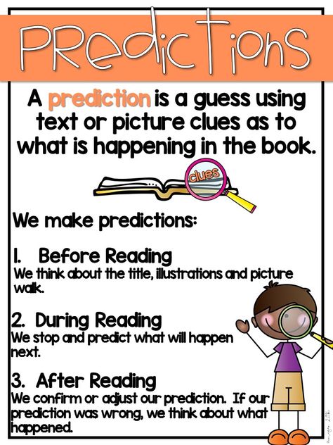 predictions, recess at 20 below, anchor chart Prediction Anchor Chart, Reading Anchor Chart, Predicting Activities, Teaching Reading Skills, Data Handling, Math Book, Making Predictions, Reading Strategy, Classroom Anchor Charts