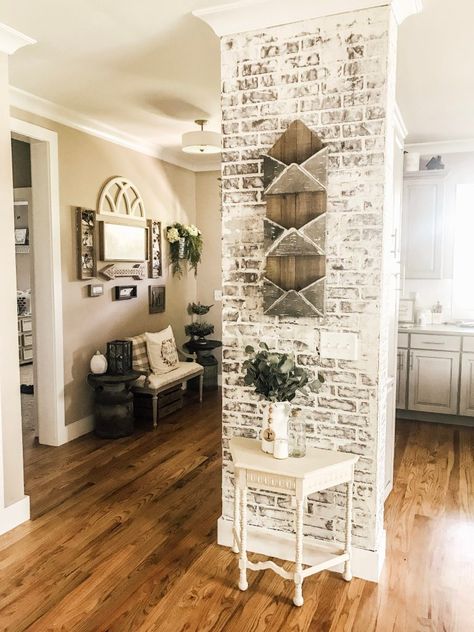 How to do a Faux Brick Wall - Pretty Little Style Blog - Fashion + Lifestyle Diy Faux Brick Wall, Brick Wall Living Room, Faux Brick Wall Panels, Fake Brick, Faux Brick Wall, Brick Wall Paneling, Brick Accent Wall, Brick Interior Wall, Brick Interior