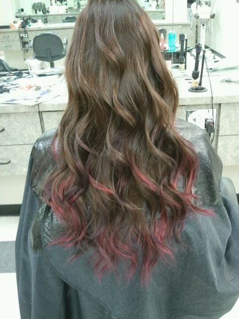 40 Subtle Dip Dye Ombre Ideas For Long Hair Pink Dip Dye Hair Brown, Hair Color Ends Dip Dyed, Pink Peekaboo Highlights Brunette, Pink Hair Streaks Brunette, Dip Dye Hair Brown, Dip Dye Hair Brunette, Cute Hair Dye Ideas, Red Hair Fade, Cute Hair Dye