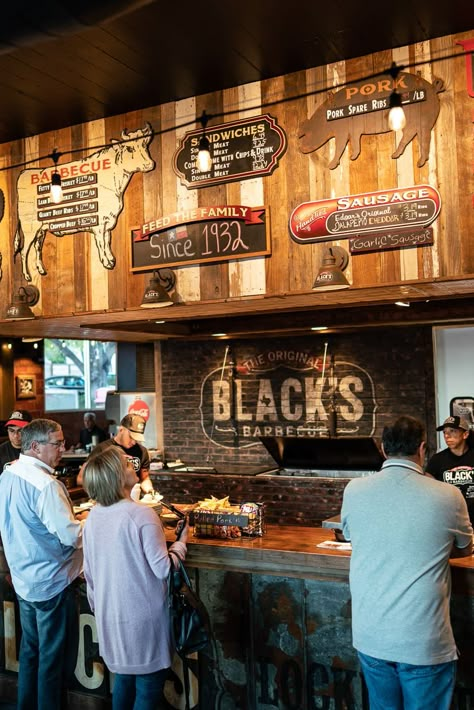 The Original Black’s BBQ Austin | Menu, Order, & Events Texas Bbq Decor, Texas Bbq Restaurant, Bbq Restaurant Design Interiors, Country Bar Aesthetic, Grill Restaurant Design, Beer Bar Ideas, Bbq Restaurant Design, Restaurant Design Rustic, Bbq Store