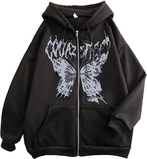 Butterfly Skeleton, Gothic Hoodies, Goth Skeleton, Y2k Zip Up Hoodie, Baggy Sweatshirt, Y2k Sweatshirt, Skeleton Hoodie, Harajuku Sweatshirt, Alt Clothes