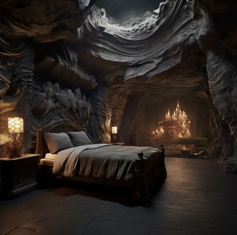 House Of The Dragon Interior, Dragonstone Bedroom, Dragonstone Castle, Game Of Thrones Bedroom, Westeros Aesthetic, Forest Elf Aesthetic, Arryn House, Cave Bedroom, Dragon Cave