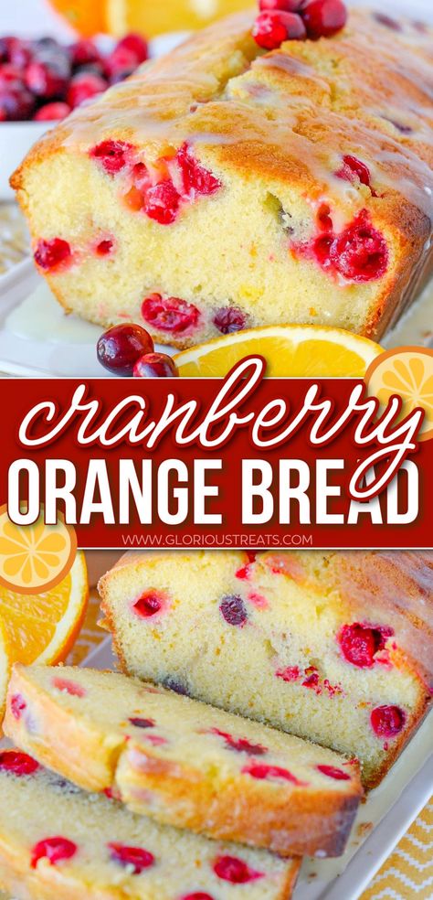 Cranberry Orange Bread Cranberry Orange Loaf, Orange Cranberry Loaf, Orange Cranberry Bread, Orange Bread Recipe, Cranberry Bread Recipes, Bread Recipe Video, Dessert Breads, Cranberry Dessert, Orange Bread