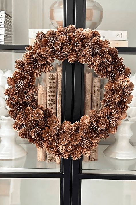 How To Make A Simple And Natural Mini Pinecone Wreath - StoneGable Scented Pinecones, Afternoon Crafts, Natural Wreath, Organic Candles, White Spray Paint, Pinecone Wreath, Mini Wreaths, Wreaths And Garlands, Old Christmas