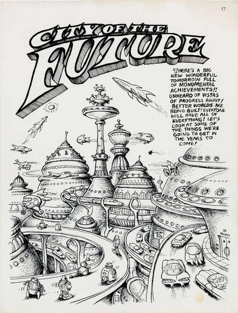 Robert Crumb Art, Crumb Art, Fritz The Cat, Underground Comix, Alternative Comics, Robert Crumb, Future Cities, Folk Culture, City Drawing