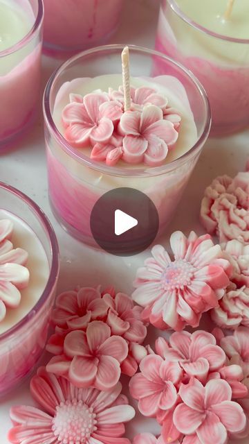 Creative Candles Diy, Candle Add Ins, Desert Candle Ideas, Cupcake Candles Diy, Creative Candles Ideas, Tye Dye Candles, Candle Ideas Creative, Valentines Candles Ideas, Diy Cupcake Candle