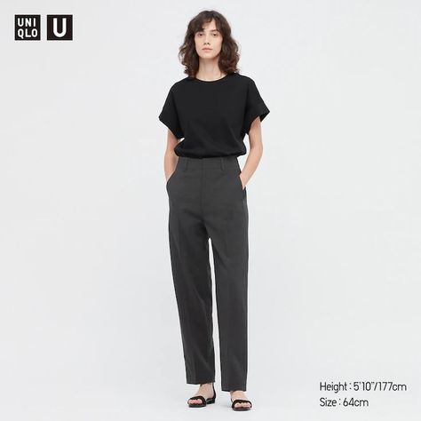 Gray Trousers Outfit Women, Gray Trousers Outfit, Uniqlo Looks, Uniqlo Trousers, Uniqlo Women Outfit, Tailored Pants Women, Uniqlo Outfit, Grey Pants Outfit, Uniqlo Style