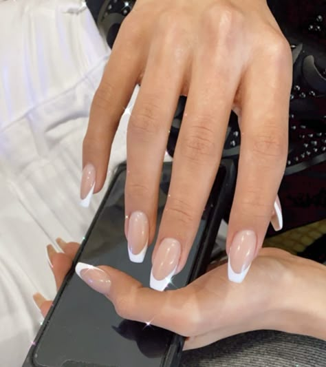 Formal Nails, Simple Acrylic Nails, Basic Nails, French Tip Acrylic Nails, Her Nails, Acrylic Nails Coffin Short, White Nail, Neutral Nails, Minimalist Nails