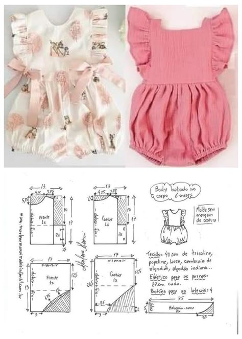 Marlene mukai Enterizo para bebé Toddler Dress Patterns, Romper Sewing Pattern, Girls Clothes Patterns, Baby Clothes Patterns Sewing, Kids Clothes Patterns, Sewing Baby Clothes, Girls Dress Sewing Patterns, Sewing Kids Clothes, Sewing Clothes Women