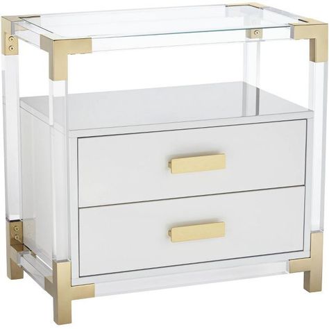 Studio 55D Abby 23 1/2" Wide White and Gold Acrylic Accent Table | Target Gold Night Stand, Accent Table Styling, Living Room Lighting Tips, 2023 Decor, Gold Night, Restoration Hardware Inspired, Cane Furniture, Black Furniture, Living Room Spaces