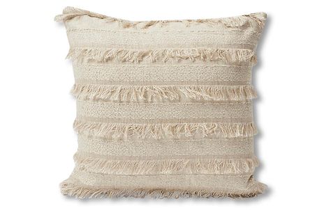 Acadia Pillow - Greige - F. Schumacher & Co Cushions Styling, Pillows To Sew, Apt Decorating Ideas, Schumacher Pillows, Boho Beach House, Coastal Throw Pillows, Floral Sofa, Traditional Boho, Tassel Pillow