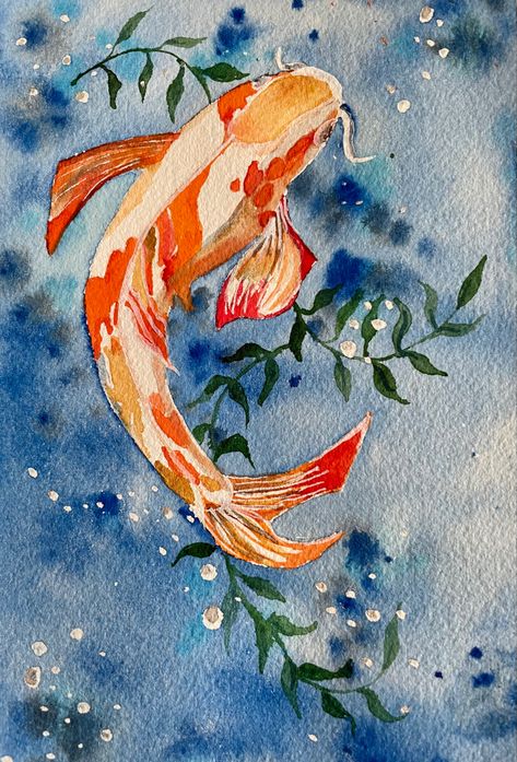 Koi Fish Art, Koi Fish Drawing, Koi Watercolor, Koi Art, Fotografi Vintage, Watercolor Fish, Fish Drawings, Watercolor Art Lessons, Art Inspiration Painting