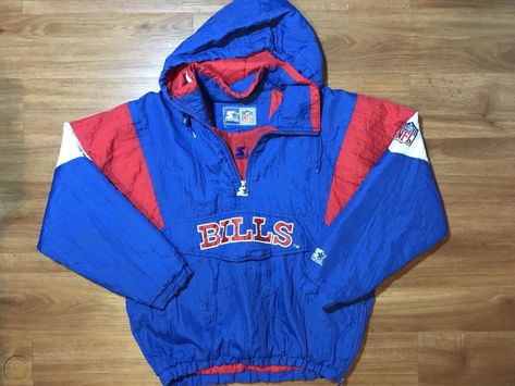 Vintage Buffalo Bills Starter Jacket Mens Medium Large 90s NFL Hoodie Winter | #1908211371 Bills Outfit Buffalo, Vintage Winter Sports Hooded Jacket, Bills Sweatshirt, Buffalo Bills Vintage Sweatshirt, Buffalo Bills Gear, Buffalo Bills, Puma Jacket, Buffalo, Mens Jackets