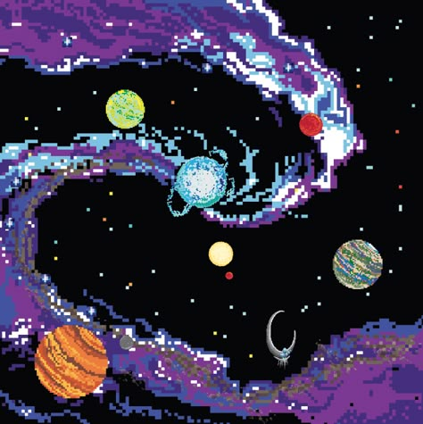 Aesthetic Photo Widget, Piskel Art, Photo Widget, Pixel Art Background, Planets And Stars, Widget For Iphone, Arte 8 Bits, 8bit Art, Cool Pixel Art