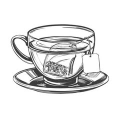 Green tea cup tea and teapot isolated on white Vector Image Teapot Sketch, Teapot Drawing, Abstract Watercolor Tutorial, Tea Cup Drawing, Tea Tattoo, Tea Journal, Cup Drawing, Green Tea Cup, Illustration Realistic