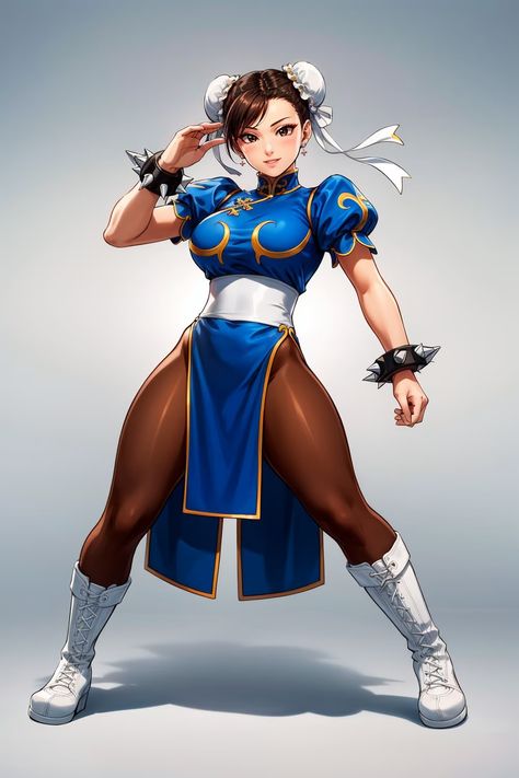 Chin Li Costume, Chin Lee Street Fighter, Chun Li Street Fighter Costumes, Street Fighter Characters Character Art, Chun Li Halloween Costume, Female Video Game Characters Costumes, Chun Li Body Type, Chun Li Street Fighter Cosplay, Chun Li Makeup