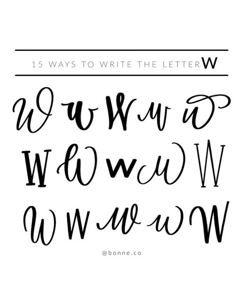 W Design Letter, Calligraphy Alphabet Handwritten Easy, W Alphabet Design, Alpha Fonts, Doodle Calligraphy, W Calligraphy, Brush Lettering Alphabet, Calligraphy Tips, Hand Lettering Alphabet Fonts