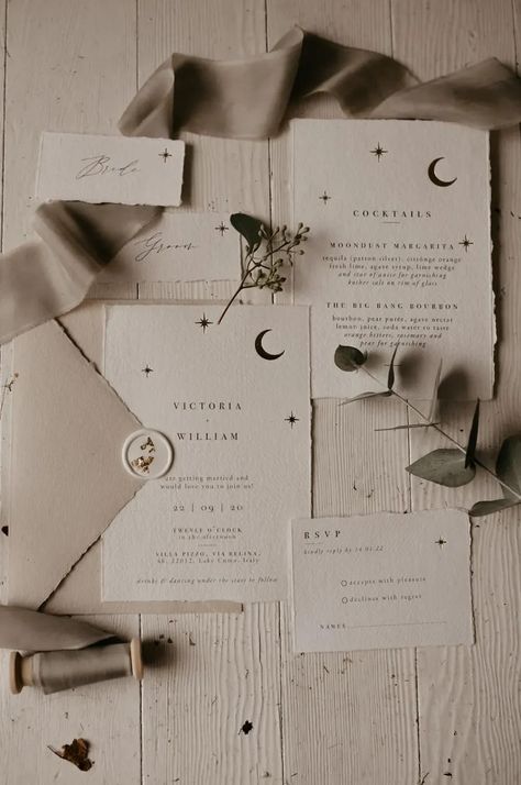 Moon And Stars Wedding Invitations, Celestial Wedding Silver, Ethereal Celestial Wedding, Astrology Wedding Invitation, Star Moon Wedding, Minimalist Celestial Wedding, Celestial Gothic Wedding, Celestial Wedding Stationery, Cosmos Wedding Theme