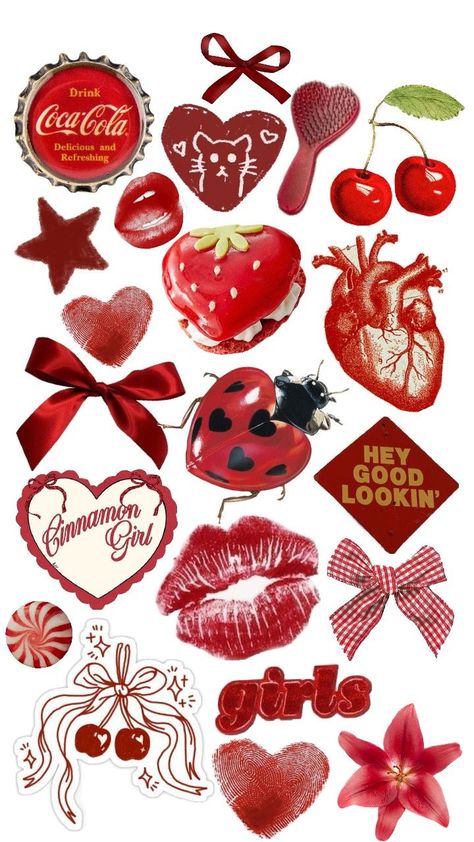 Stickers Bonitos, Scrapbook Prints, Red Journal, Birthday Story, Red Core, Carrd Png, Aesthetic Vogue, Photo Widget, Iphone Stickers