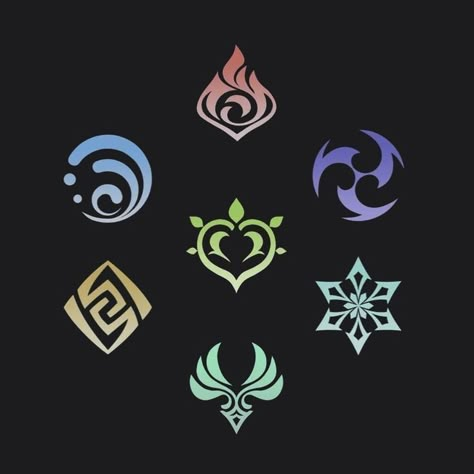 Are you Pyro or Hydro? Find out which Genshin Element you are Genshin Impact Element Symbols Wallpaper, Genshin Impact Element Symbols, Genshin Impact Logo, Genshin Impact Elements, What Element Are You, Hu Tao Genshin, Wallpapers Dark, Elemental Magic, Element Symbols