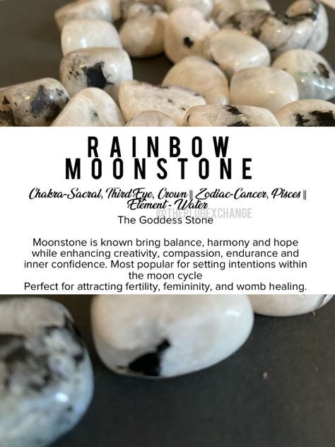 #crystals #moonstone #rainbowmoonstone #gemstones #moonmagick Rainbow Moonstone Crystal Meaning, Moonstone Crystal Meaning, Rainbow Moonstone Meaning, Crystals Moonstone, Moonstone Healing Properties, Moonstone Meaning, Moonstone Benefits, Raw Moonstone, Womb Healing