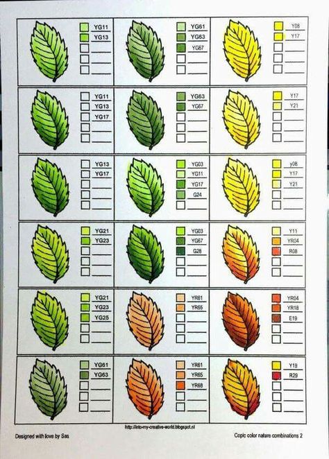 Leaves Marker Coloring, Copic Markers Tutorial, Copic Pens, Copic Art, Coloring Tips, Colored Pencil Techniques, Leaf Crafts, Basford Coloring, Color Techniques