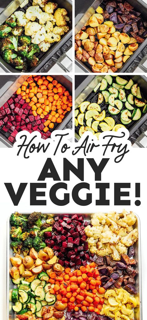 Air Fried Vegetable Recipes, Frying Vegetables, Air Fryer Veggies, Air Fryer Vegetables, Food Air Fryer, Healthy Air Fryer Recipes, Veggie Fries, Air Fryer Meals, Healthy Air Fryer