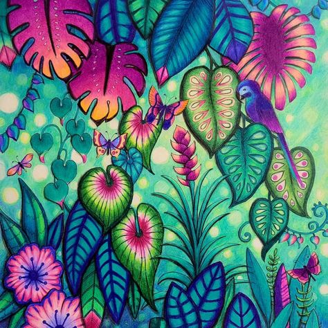 Johanna Basford Magical Jungle Butterfly, Johanna Basford Magical Jungle Leaves, Magical Jungle Coloring Book Finished, Johanna Basford Magical Jungle, Magical Jungle Johanna Basford, Wild Savannah, Joanna Basford Coloring, Joanna Basford, Zen Doodle Patterns