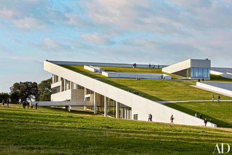 The Moesgaard Museum in Aarhus, Denmark looks as if it is rising out of the ground. See more breathtaking and innovative buildings that are redefining architecture. Henning Larsen, Green Roofs, Roof Architecture, Renzo Piano, Green Architecture, Museum Architecture, Earthship, Salou, Sustainable Architecture