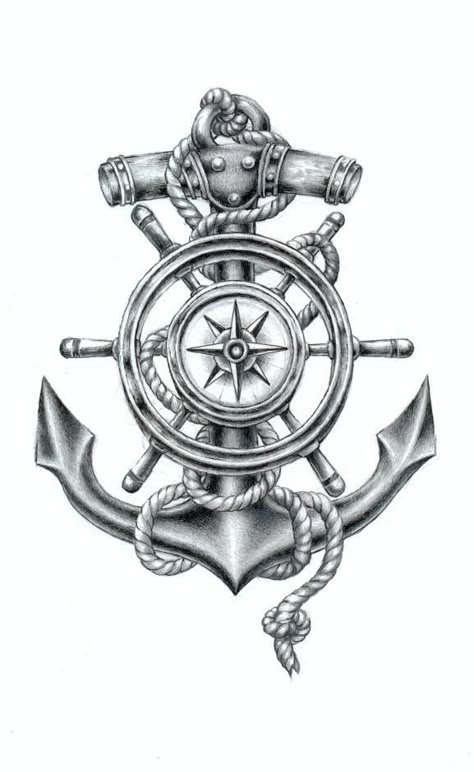 Tato Jam, Anker Tattoo Design, Marine Tattoos, Navy Tattoos, Anchor Tattoo Design, Anker Tattoo, Pirate Tattoo, Compass Tattoo Design, Kunst Tattoos