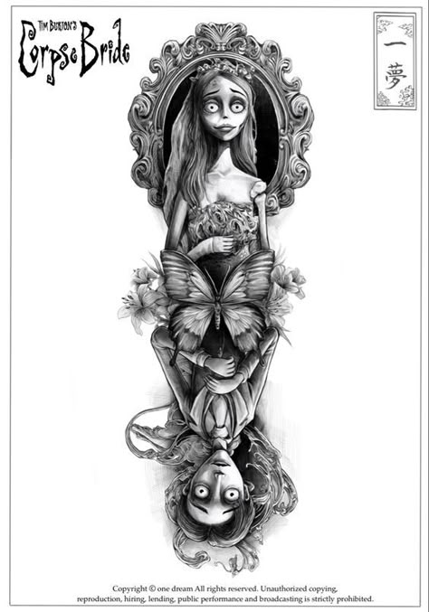 Disney Tattoo Sleeves For Women, Corpse Bride Tattoo, Illusion Tattoo, Bridge Tattoo, Athena Tattoo, Goth Tattoos, Bride Tattoo, Concept Tattoo, Disney Sleeve Tattoos