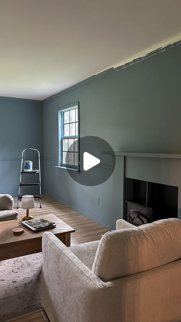 em metroka on Instagram: "Van Courtland Blue by @benjaminmoore 

A historic midtone blue grey with green undertones making me dance a moody little happy dance every time I walk into this room. I obsessed over colors for months before even getting samples. There are so many! How to choose! Narrowed it down to five shades of blue and this one was the winner. It’s added so much character to what always felt like (to me) a thrown together room. More updates to come in and I’m really excited about it. 

Save it if you need it for your next painting project." Paint Colors Of The Year 2024, Moody Blue Paint Colors, Grey With Green Undertones, Moody Blue Paint, Van Courtland Blue, Paint Colors Of The Year, House Redo, Texture Material, Blue Paint Colors