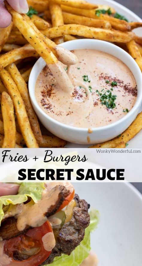 Make the best Secret Fry Sauce Recipe right at home. This secret sauce doubles as a burger sauce too. Feed your fast food craving right at home. #frysauce #specialsauce #copycatrecipes #fastfoodrecipes #burgersauce Smoky Mayo Recipe, Burger Sauces, Fry Sauce Recipe, Secret Sauce Recipe, Burger Sauces Recipe, Macros Diet, Homemade Sauce Recipes, Condiment Recipes, Appetizer Ideas