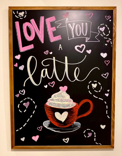 Happy Valentine’s Day White Board, Valentines Day Whiteboard Art, Valentines Chalk Board Design, Valentine's Day Chalkboard Art Ideas, Valentines Blackboard Art, Black Board Chalk Art, Valentine’s Chalkboard Art, Valentines Starbucks Board, Valentine Day Chalkboard Art