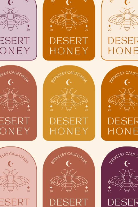 Honey Business Logo, Honey Design Ideas, Honey Brand Logo, Honey Branding Design, Desert Packaging, Honey Logo Ideas, Honey Label Design Ideas, Honey Packaging Ideas, Honey Logo Design