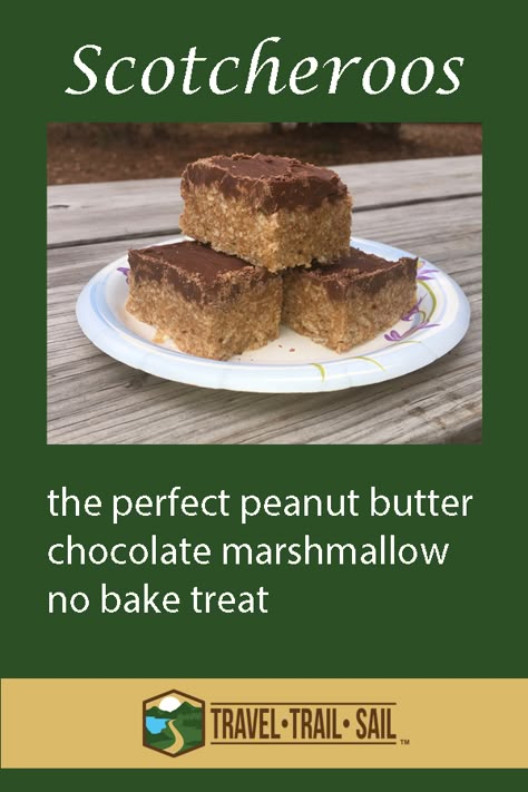 Scotcheroos With Marshmallows, Scotcharoos Recipe With Marshmallow, Dessert For Camping, Corn Flake Scotcharoos Recipe, Scotcharoos Recipe Without Corn Syrup, Captain Crunch Bars Marshmallow Treats, Scotcheroos No Corn Syrup, Almond Joy Brownies, Scotcheroos Recipe