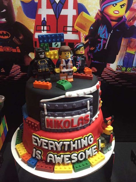 Lego Movie Party Ideas, Lego Movie Birthday Cake, Movie Birthday Cake, Lego Movie Cake, Movie Birthday Party Ideas, Lego Movie Birthday, Ideas For Birthday Cake, Lego Movie Party, Birthday Cake Tutorial