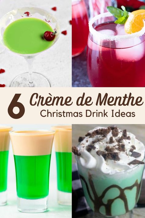 Get holiday ready with these 6 easy Christmas drinks made with Crème de Menthe! These mint flavoured cocktails are sure to get you in the holiday spirit. Creme De Menthe Drinks, Easy Christmas Drinks, Beet And Goat Cheese Salad, Peppermint Vodka, Peppermint Martini, Gluten Free Holiday Recipes, Cocktail Drink Recipes, Mint Drink, Mint Cocktails