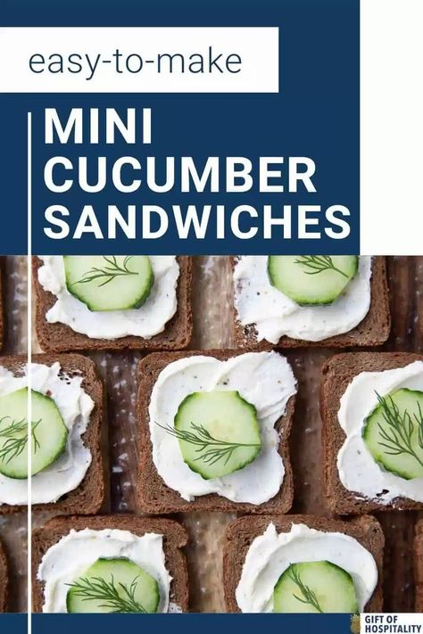 These Mini Cucumber Sandwiches with cream cheese and dill are a delicious appetizer for your next get-together! Cucumber On Bread Appetizer, Cucumber Rye Bread Appetizers, Cucumber Party Sandwiches, Mini Party Sandwiches, Cucumber Dill Sandwiches, Cucumber Sandwiches With Cream Cheese, Mini Cucumber Sandwiches, Sandwiches With Cream Cheese, Cucumber Cream Cheese Sandwiches