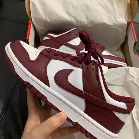 懶❤ men’s Nike Dunk low retro red white shoes Burgundy Nike Shoes, White Nike Shoes Womens, Red White Shoes, Burgundy Nikes, Fashion For Boys, Burgundy Shoes, Athleisure Women, Nike Shoes Women, Nike Dunk Low