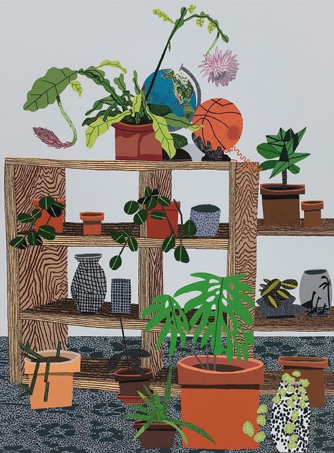 Pierre Boncompain, Wood Plants, Illustration Art Painting, Jonas Wood, Illustration Calendar, Eames House, Hard Edge Painting, Interior Paintings, Photography Exhibition