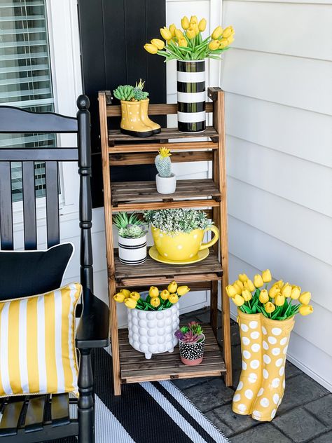 spring front porch tour - Re-Fabbed Decorating With Lemons, Front Porch Decor Spring, Spring Front Porch Decor, Small Porch Decorating, Summer Front Porch Decor, Front Porch Inspiration, Spring Front Porch, Porch Inspiration, Summer Porch Decor