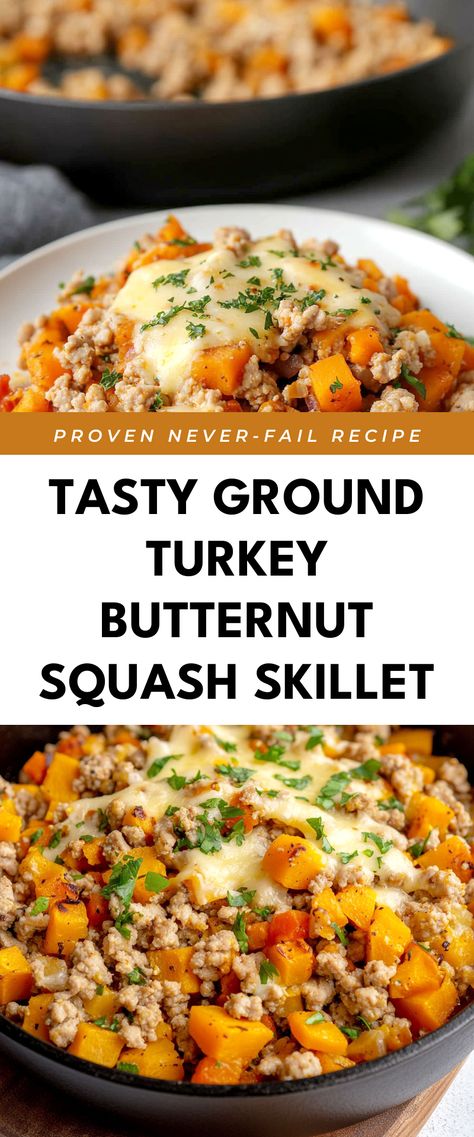 Image for Tasty Ground Turkey Butternut Squash Skillet Butternut Squash And Ground Turkey, Ground Turkey Butternut Squash, Turkey Brussel Sprouts, Butternut Squash Skillet, Turkey Butternut Squash, Butternut Squash Spinach, Healthy Butternut Squash, Noom Recipes, Low Carb Dishes