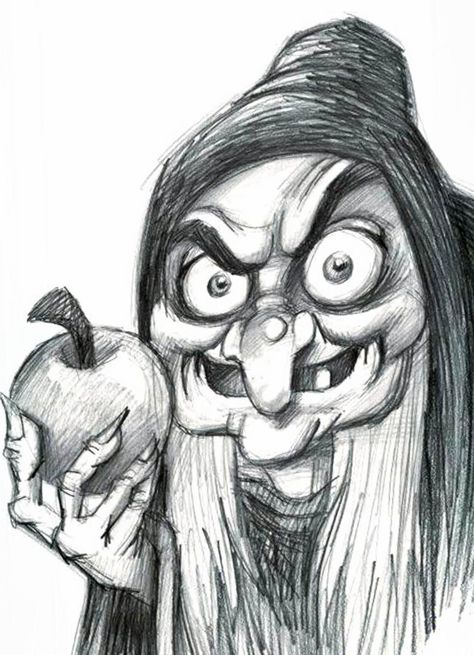 Famous People Sketches, Disney Movie Drawings, Drawing Ideas Disney Characters, Disney Characters Drawings, Amazing Sketches, Hard Drawings, Poisoned Apple, Disney Character Drawings, Funny Sketches