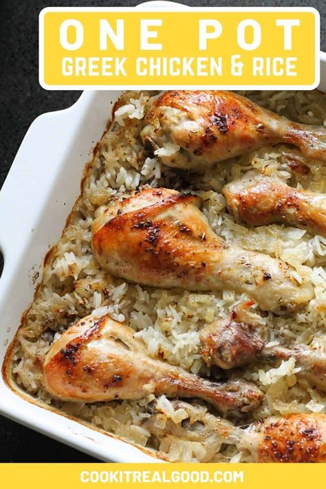 Greek Drumsticks Recipe, Mediterranean Chicken Leg Recipes, What To Serve With Chicken Drumsticks, Greek Chicken With Rice, Chicken Drums And Rice Recipes, What To Make With Drumsticks, Drumstick Sides, Stewed Chicken Legs Recipes, Greek Chicken Drumsticks