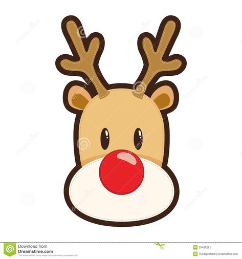 Cartoon Illustration Of Rudolph The Red Nosed Reindeer White Easy Reindeer Drawing, Reindeer Drawing, Xmas Drawing, Reindeer Noses, Cartoon Reindeer, Reindeer Head, Reindeer Face, Christmas Rock, Drawing Face