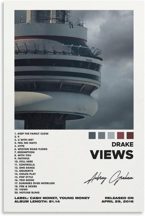 ARSHUN Drake - Views Music Album Poster HD Canvas Prints Wall Art Room Aesthetics Decor 12x18inch(30x45cm) Views Album Cover, Drake Album Cover, Drake Album, Album Canvas, Music Album Poster, Drakes Album, Drake Photos, Teens Bedroom, Album Wall