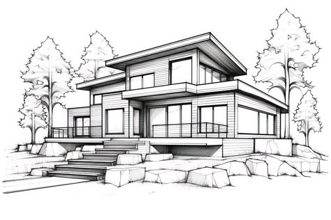 House sketch architecture building. | free image by rawpixel.com Arhitectura Drawing House, Sketch Building Architecture, 3d Building Drawing, Building Drawing Architecture Sketches, Front Elevation Drawing, House Sketch Architecture, 3d House Drawing, Building Outline, Buildings Sketch Architecture