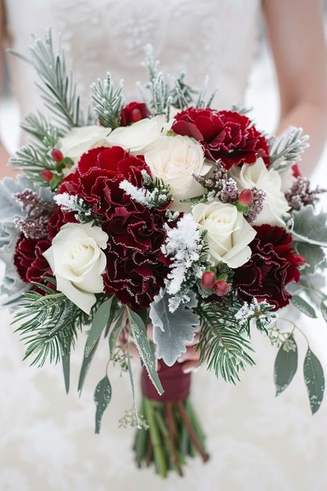 December Wedding Flowers, Christmas Wedding Bouquet, Christmas Wedding Bouquets, Christmas Wedding Flowers, Winter Bridal Bouquets, Christmas Wedding Inspiration, Christmas Wedding Ideas, Woodland Tree, Emerald Velvet